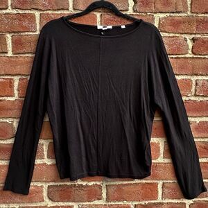 VINCE $225 black jersey drop shoulder rayon spandex top small NEW